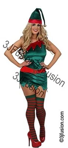 Adult Ladies Christmas Elf Fancy Dress Costume Xmas Santas Helper Outfit - Picture 1 of 5