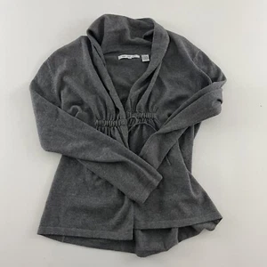 Eight Eight Eight Open Front Cardigan Sweater Women's M Gray Cotton Merino Blend - Picture 1 of 4