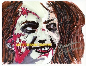 BRINKE STEVENS AUTOGRAMMIERTE ZOMBIE FAN KUNST TINTEN SKIZZE - Bild 1 von 2