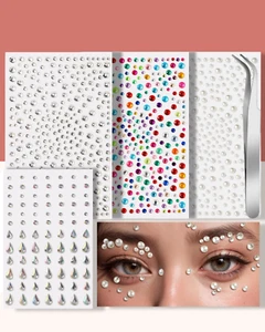 Self Adhesive Face Gems Pearls for Makeup Festival Rhinestone Stickers for Body - Picture 1 of 5