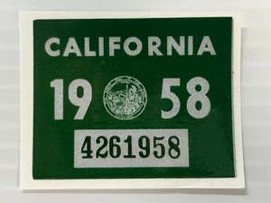 Pegatina de registro de matrícula de California 1958, YOM, CA DMV show car - Imagen 1 de 1