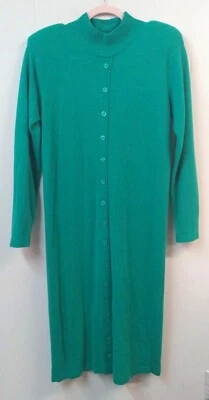 Vintage Outlander Midi Sweater Dress Medium Green  Lambswool Angora Blend Midi - Image 1 of 3
