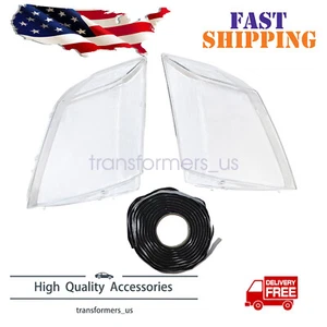 Pair Clear Headlight Lens Cover+Glue For Cadillac CTS 2008 2009 2010 2011-2013 - Picture 1 of 6