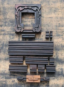 letterpress border wooden printing blocks ornaments Art Nouveau wood frame . #Z - Picture 1 of 9