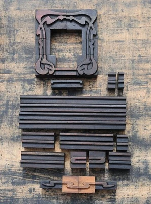 letterpress border wooden printing blocks ornaments Art Nouveau wood frame . #Z - Image 1 of 4