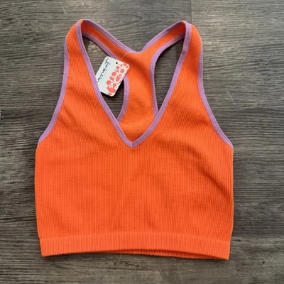 FP Movement by Free People 橙色紫色 V 领赛车运动服 — 第 1/4 张图片