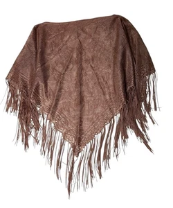 Braun Metallic Fransen Schal Poncho One Size Made In USA Topper Transparent Floral - Bild 1 von 6