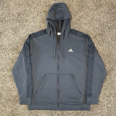 Adidas Hoodie Mens XL Gray ClimaWarm Full Zip Athletic Sweatshirt Jacket - Image 1 of 4