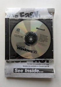 Vintage Microsoft Windows 98 OEM CD with License Key COA - Still Factory Sealed - Picture 1 of 2