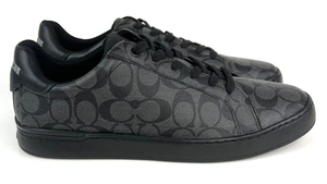 COACH Designer Signature Monogram Clip Low Top Sneakers Mens 13D Charcoal Black - Picture 1 of 9