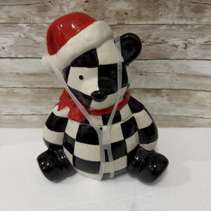 Karierter Weihnachtsbär Mackenzie Kinderstil schwarz/weiß Keksdose  - Bild 1 von 7