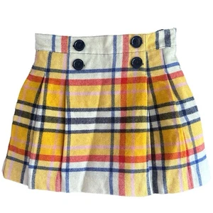 Mini Boden size 6-7 wool blend pleated lined yellow plaid skirt - Picture 1 of 7