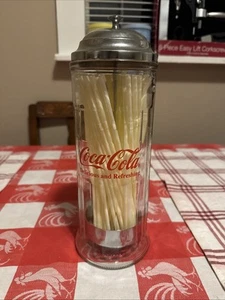 1992 Vintage Coca-Cola Straw Dispenser Diner Style Glass Holder Chrome Top Coke - Picture 1 of 4
