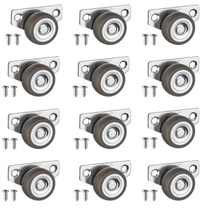 Ruedas giratorias de montaje lateral con rodillos de cajón, 12x1,25 pulgadas, mini rollo de bajo perfil - Imagen 1 de 5
