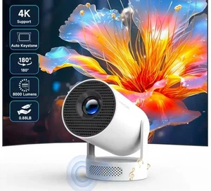 4K HD Portable Smart 180° Projector Surround Sound Bluetooth Built In Speakers - Picture 1 of 10
