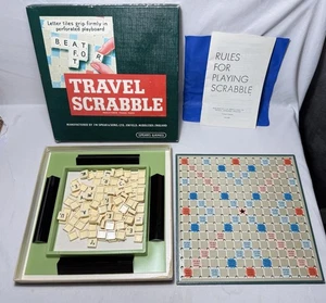Vintage Travel Scrabble Board Game Clip In Tiles - Complete Boxed - Picture 1 of 4