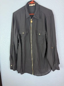 Chaqueta Michael Kors Para Mujer 2XL Cremallera Completa Camisa Utilitaria Botones Dorados Bolsillos - Imagen 1 de 8