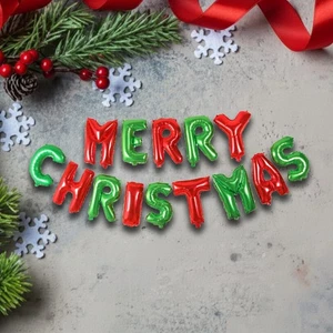 Merry Christmas Foil Balloon Bunting Banner Set Xmas Helium Latex Party Decor UK - Picture 1 of 10