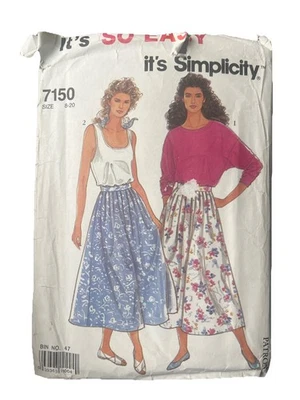 Vtg 90’s Simplicity Pattern 7150 Flowy Button Skirt L Blouse Tank Misses 8-20 UC - Image 1 of 2
