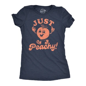 Womens Funny T Shirts Just Peachy Sarcastic Graphic Tee for Ladies - Picture 1 of 9