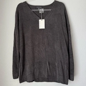 Barefoot Dreams CozyChic Ultra Lite Pintuck Pullover Carbon Gray Top XL NEW - Picture 1 of 14