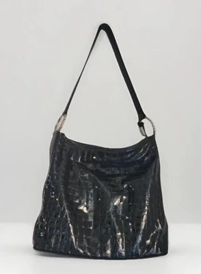 Brighton Cher Bag Shoulder Tote Leather Croc Pebbled Black - Image 1 of 4