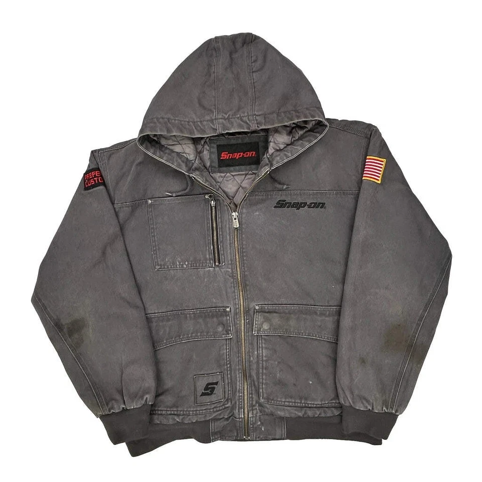 Chaqueta a Presión Parche Bandera Americana - 2XL Gris Mezcla de Algodón Foto 1 de 4