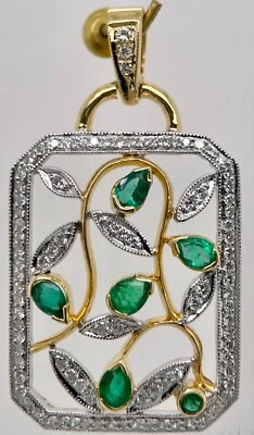 Anhänger 750 Gelbgold mit Diamanten / Smaragden - mit Zertifikat! - Bild 1 von 4