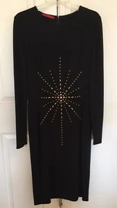 Tamara Mellon Black Studded Long Sleeve Dress Size 8 Retail $1295.00 - Picture 1 of 8