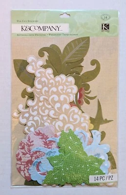 手工角模切剪贴簿贴纸 K&Company 花叶漩涡 — 第 1/3 张图片