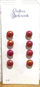 Vintage Schwanda Knöpfe verkleinert rot irisierend Glasschaft Japan 5/16" 8er Set - Bild 1 von 3