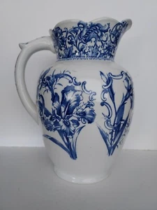 Doulton Burslem Flow Blue Pitcher for Basin ~ Iris pattern in blue NO CRAZING! - Picture 1 of 7