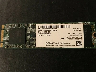 Intel 180GB SSD Drive 80mm M.2 SATA 6Gb/s  NVM SSDSCKJW180H6  - Image 1 of 2