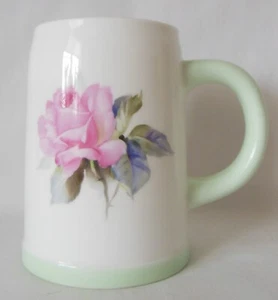 Noritake Bone China Nippon Toki Kaisha Oversized Mug 1946 Pink Rose Green Trim - Picture 1 of 9