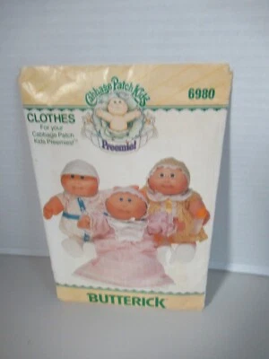 Butterick  PATTERN  # 6980 Cabbage Patch Preemies Clothing Hat Gown VTG UNCUT - Image 1 of 3