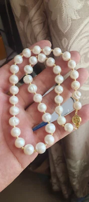 Lo último 54 pulgadas gran tamaño AAA+ 9-10mm akoya collar de perlas blancas oro 18Kp Foto 1 de 3