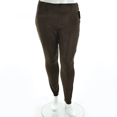 SIMPLY VERA WANG Plus Size 2X High Rise FAUX SUEDE BROWN Front Seam LEGGINGS - Image 1 of 4