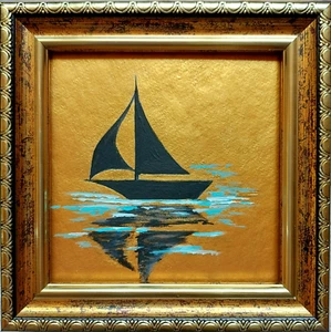 Original Segelboot Gemälde Boot Ölgemälde Michigan See Kunst Maritim - Bild 1 von 9