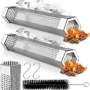 Hexagon Pellet Smoker Tube,12 inch Stainless Steel BBQ Wood Pellet Tube for C... - Picture 1 of 6