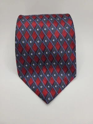 Галстук Dockers красный и темно-синий 100% шелк геометрический бриллиант 58 дюймов x 4 дюйма Dupont тефлон - Изображение 1 из 4