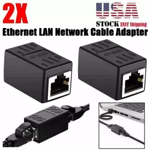 2PC RJ45 Network Splitter Adapter Female CAT 7 6 5E LAN Ethernet Cable Connector - Picture 1 of 11