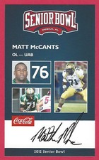 MATT McCANTS 2012 SENIOR BOWL RC UAB BLAZERS ROOKIE CARD OAKLAND RAIDERS BROWNS