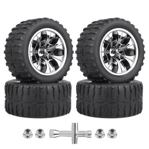 Pneumatici pre-incollati per camion RC e cerchi cromati per 1/10 Traxxas Slash Stampede... - Foto 1 di 5