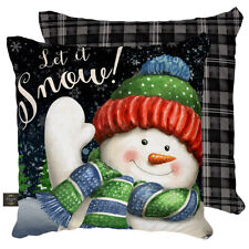 Snow Time Snowman Winter Decorative Pillow Indoor Outdoor 17"x17" Briarwood Lane