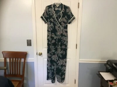 Mono Monteau para mujer XLG floral manga corta imitación envoltura azul marino/negro Foto 1 de 3