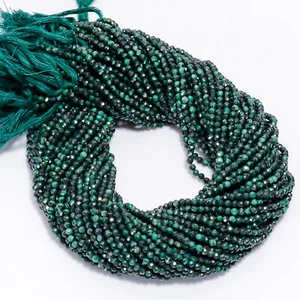 Natural Malachite Gemstone Round Shape Faceted Beads 2X2 mm Strand 12" XY-841 - Picture 1 of 4