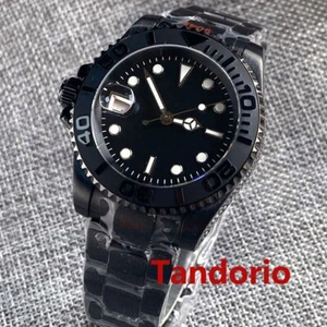 Reloj automático para hombre 40 mm para zurdos PVD negro esfera estéril cristal de zafiro 9 en punto - Imagen 1 de 6