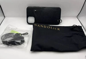 Bandolera iPhone 11 Pro Max Funda de Cuero Negro/Estaño con Correa para Muñequera NUEVA 61 - Imagen 1 de 9