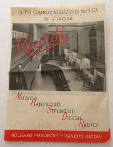 Vecchia Pubblicità Ricordi negozio di musica Milano strumenti musicali dischi  - Imagen 1 de 2
