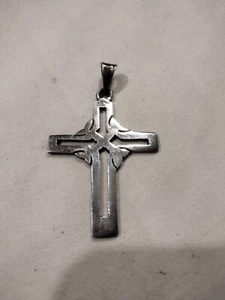 Vintage Sterling Silver Cross Pendant 2 3/8" long Mexico TS-110 - Picture 1 of 4